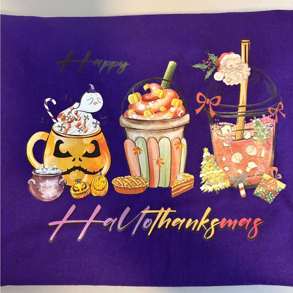 Purple Holiday Shirt with Festive Design
